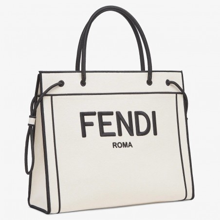 Fendi Large Roma Shopper Bag In Undyed Canvas  406