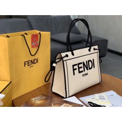 Fendi Large Roma Shopper Bag In Undyed Canvas  406