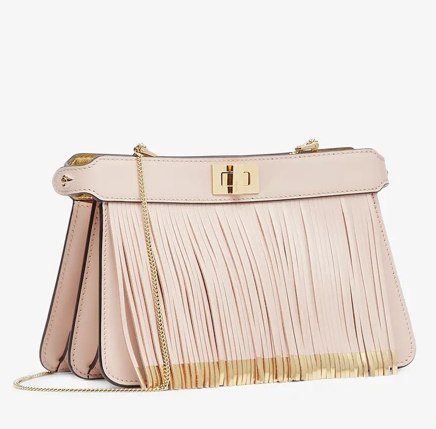 Fendi Pink Peekaboo ISeeU Pochette Bag With Fringes 491