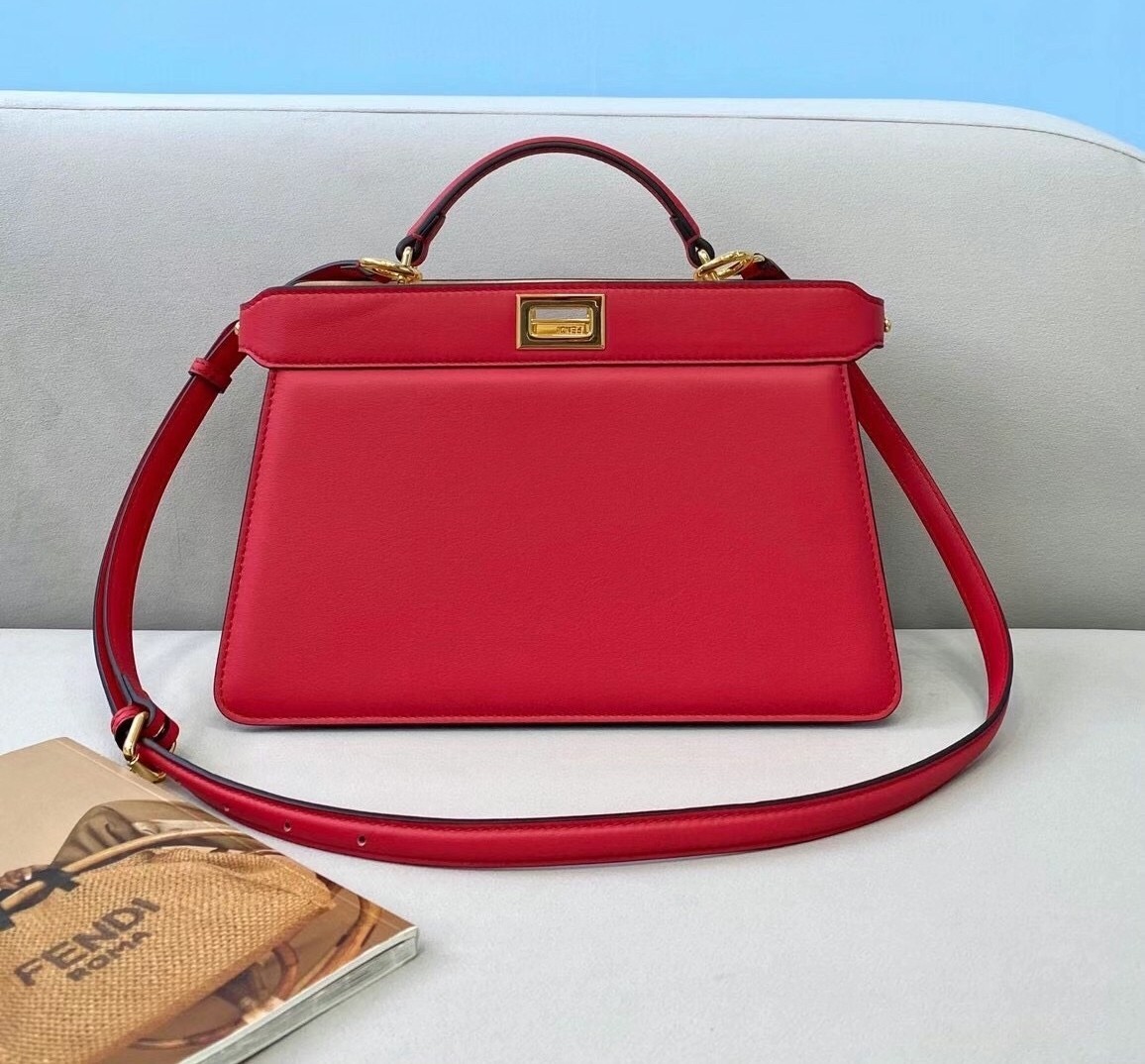 Fendi Peekaboo ISeeU East-West Bag In Red Nappa 578