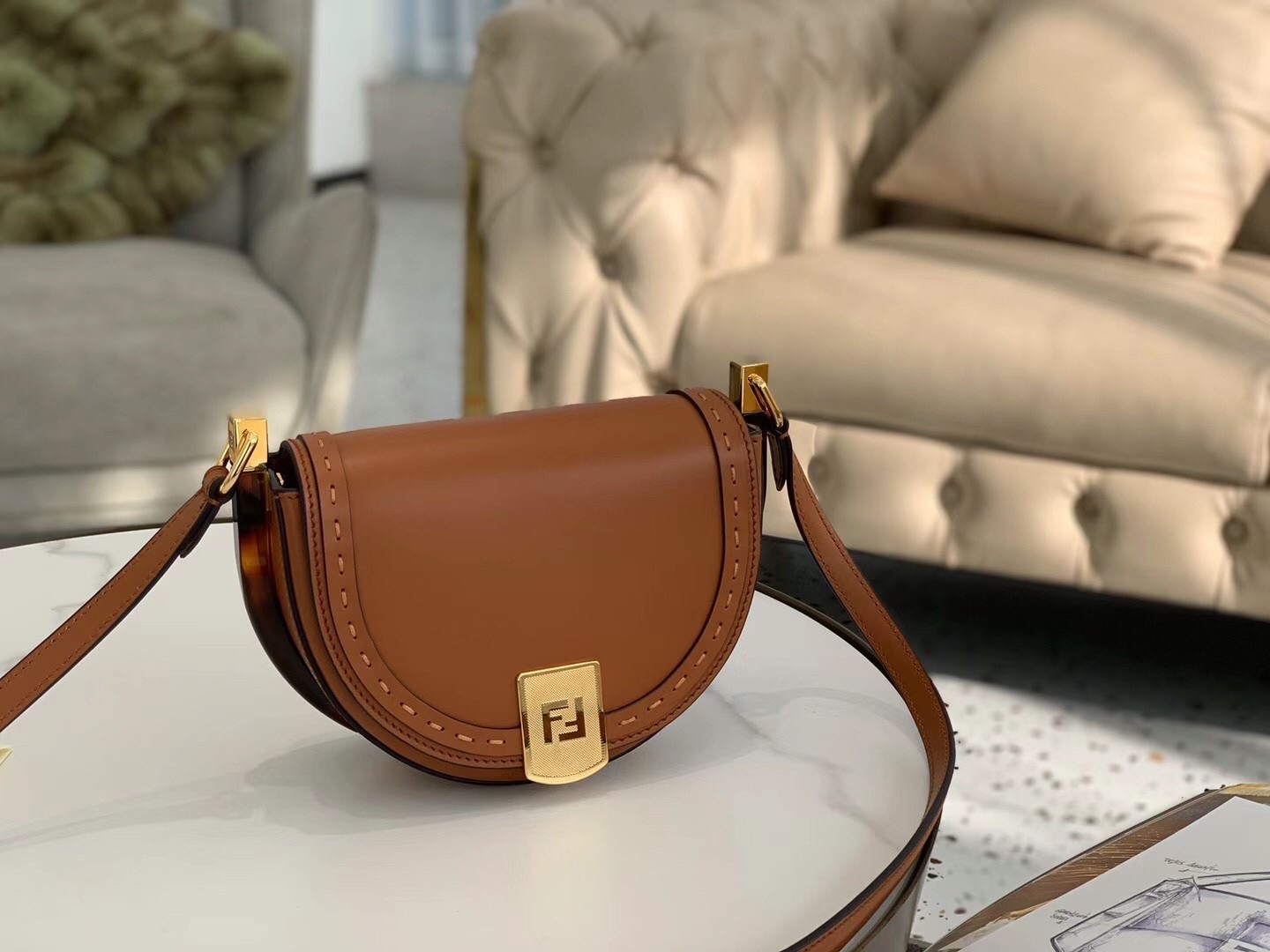 Fendi Moonlight Saddle Bag In Brown Calfskin 339