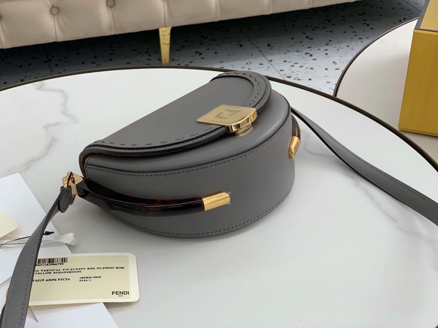 Fendi Moonlight Saddle Bag In Grey Calfskin 394