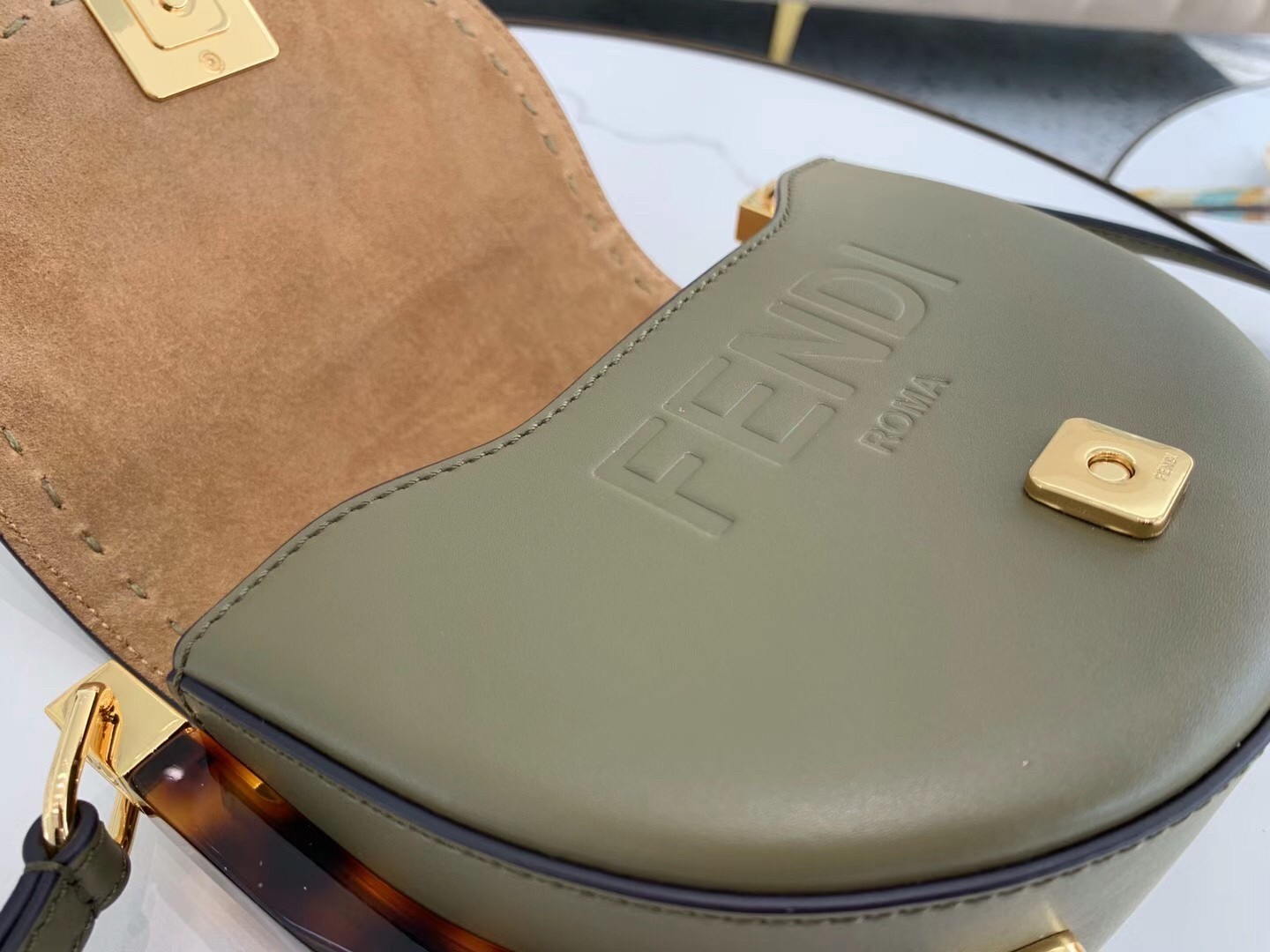 Fendi Moonlight Saddle Bag In Green Calfskin 942