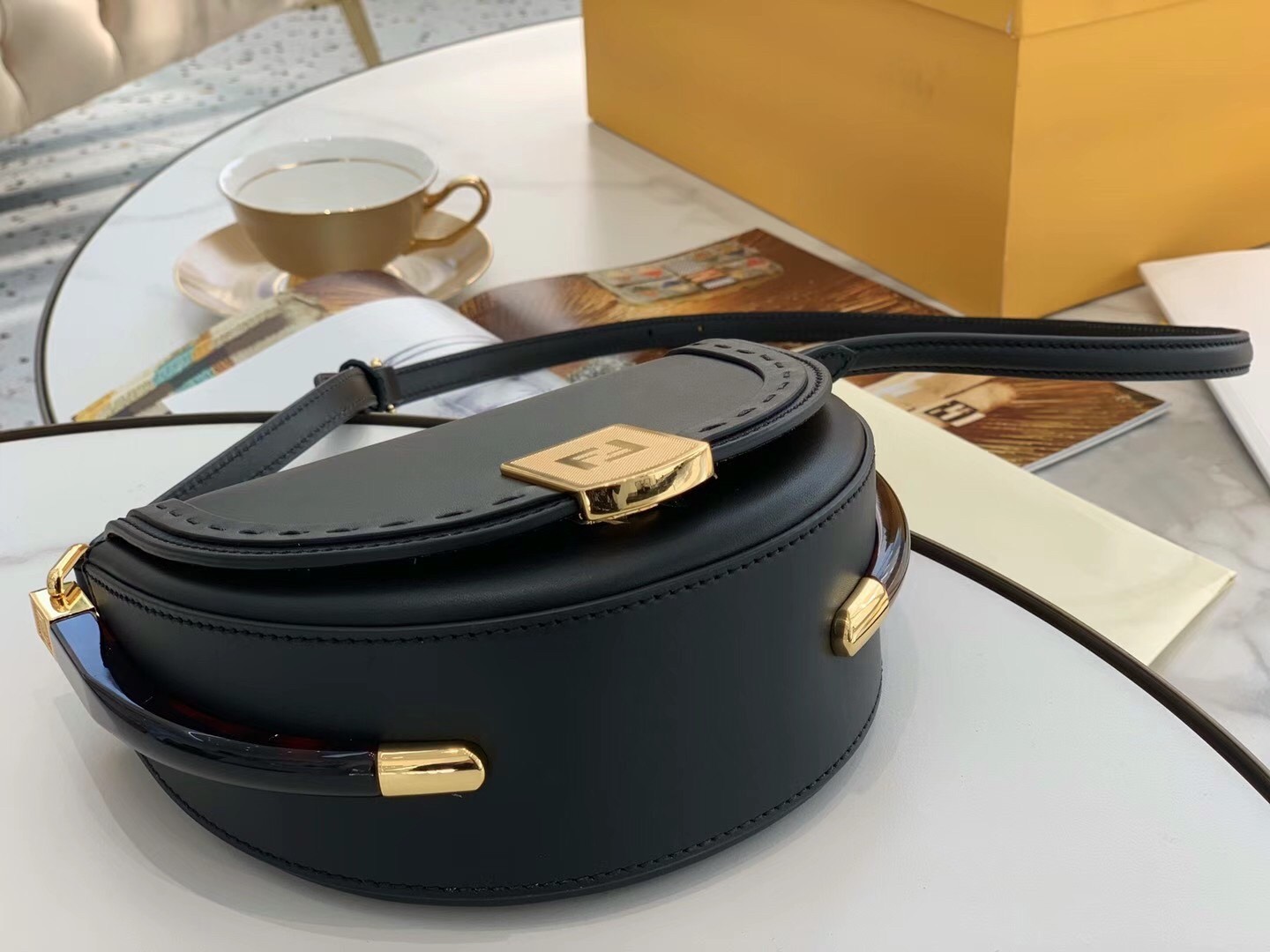 Fendi Moonlight Saddle Bag In Black Calfskin 965