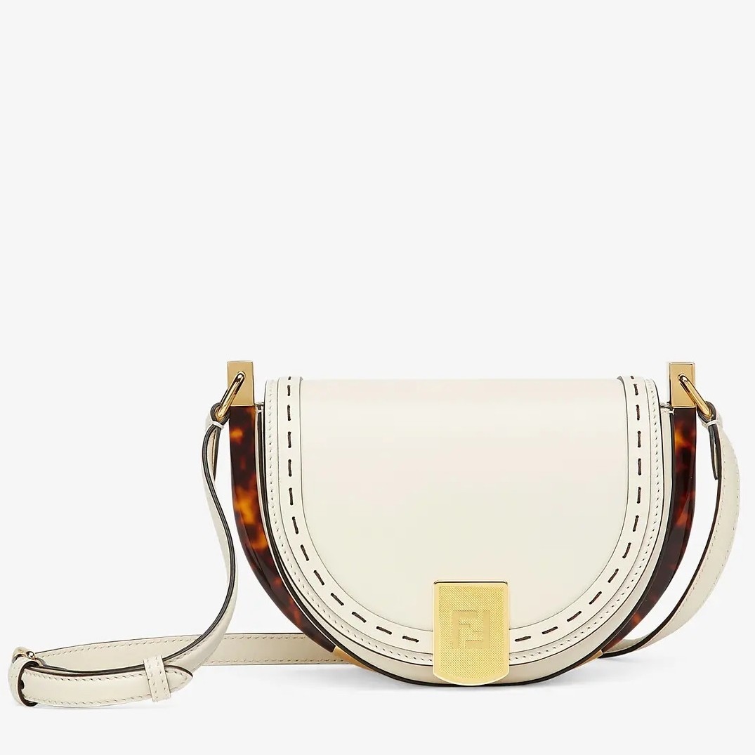 Fendi Moonlight Saddle Bag In White Calfskin 019