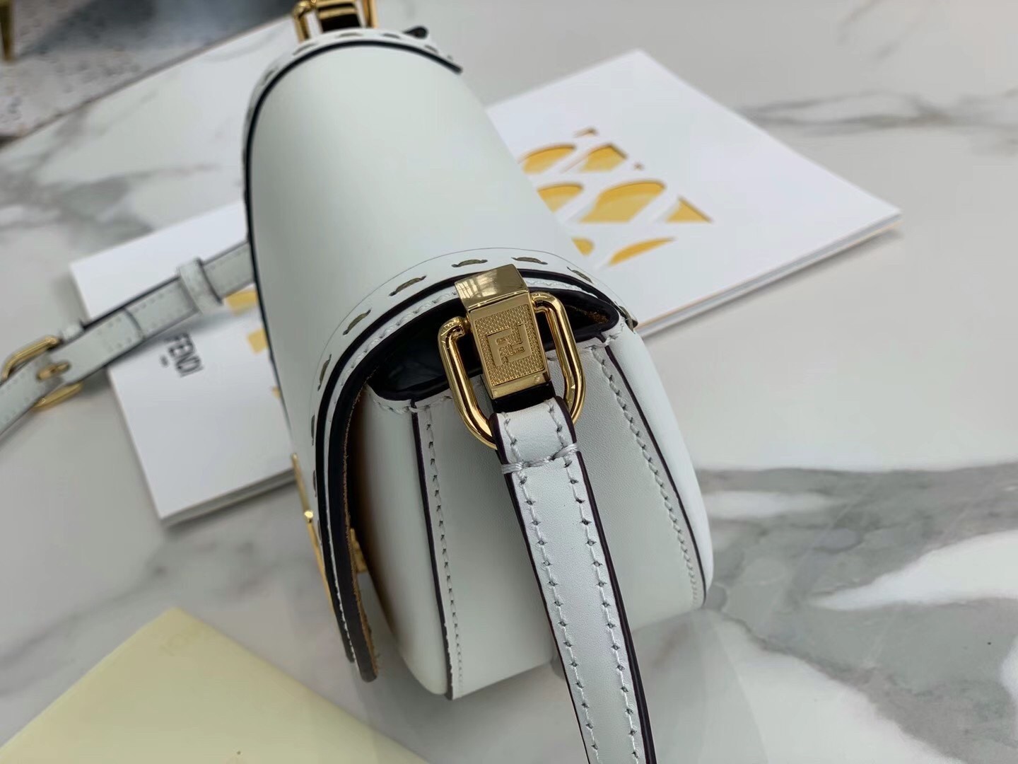 Fendi Moonlight Saddle Bag In White Calfskin 019