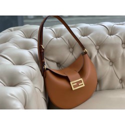 Fendi Small Croissant Hobo Bag In Brown Leather 649