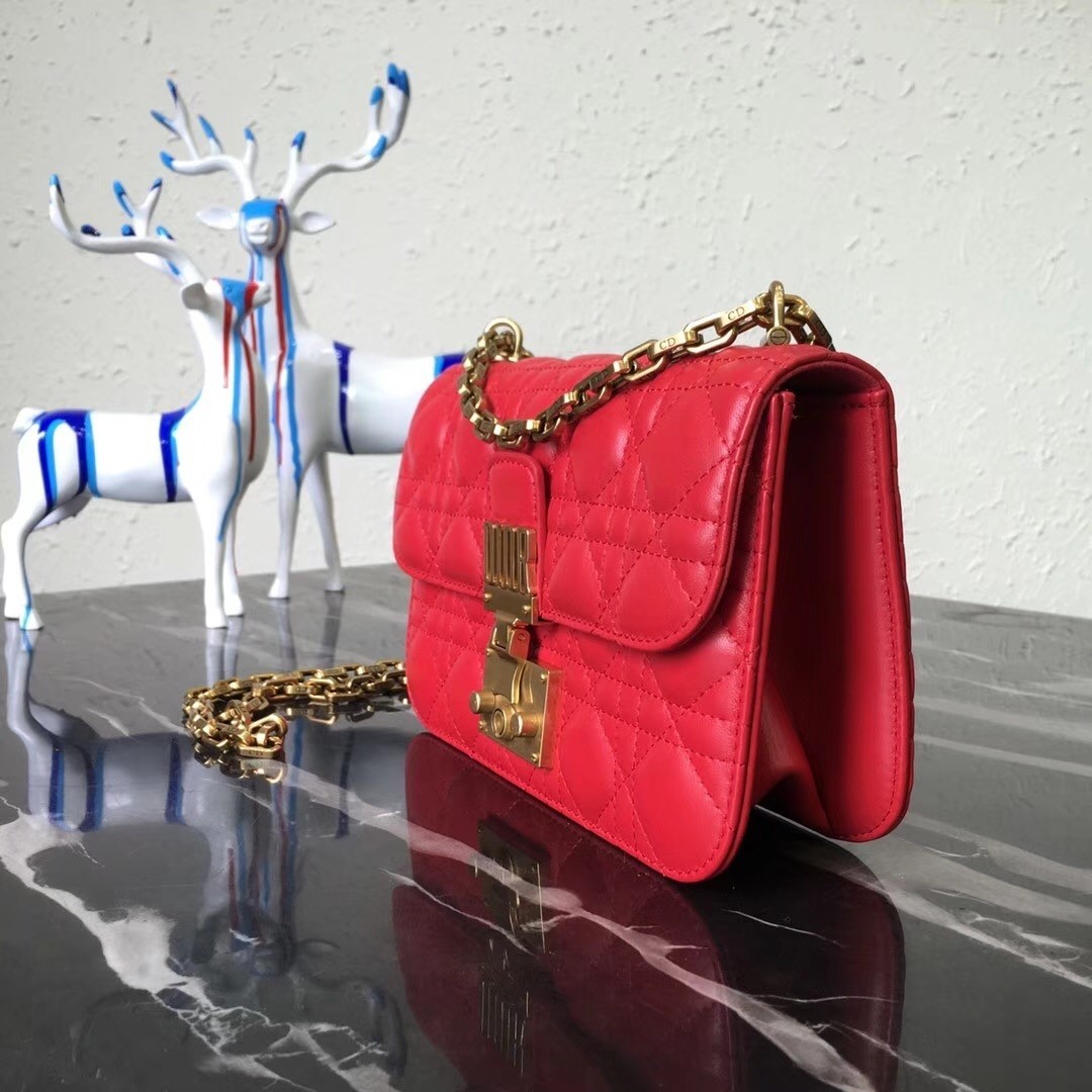 Dior Small Dioraddict Flap Bag In Cherry Lambskin 926