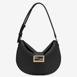 Fendi Small Croissant Hobo Bag In Black Leather 231