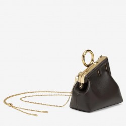 Fendi First Nano Charm Bag In Black Nappa Leather  049