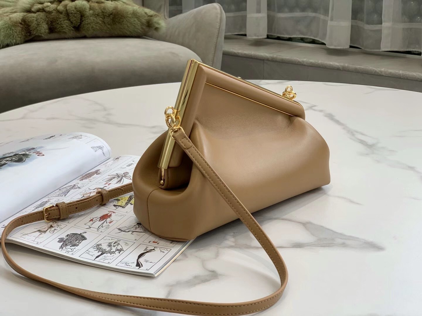 Fendi First Small Bag In Beige Nappa Leather 128