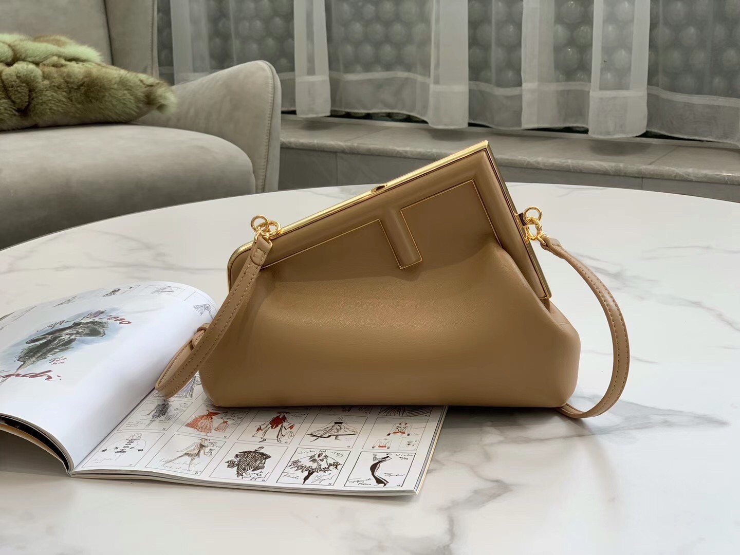 Fendi First Small Bag In Beige Nappa Leather 128