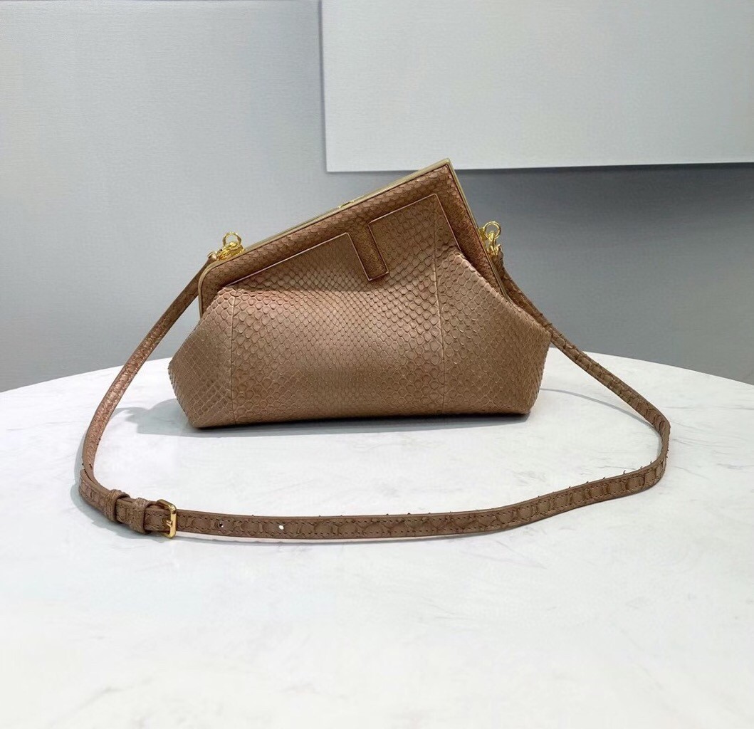 Fendi Small First Bag In Beige Python Leather 389