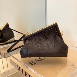 Fendi Small First Bag In Dark Brown Python Leather 319