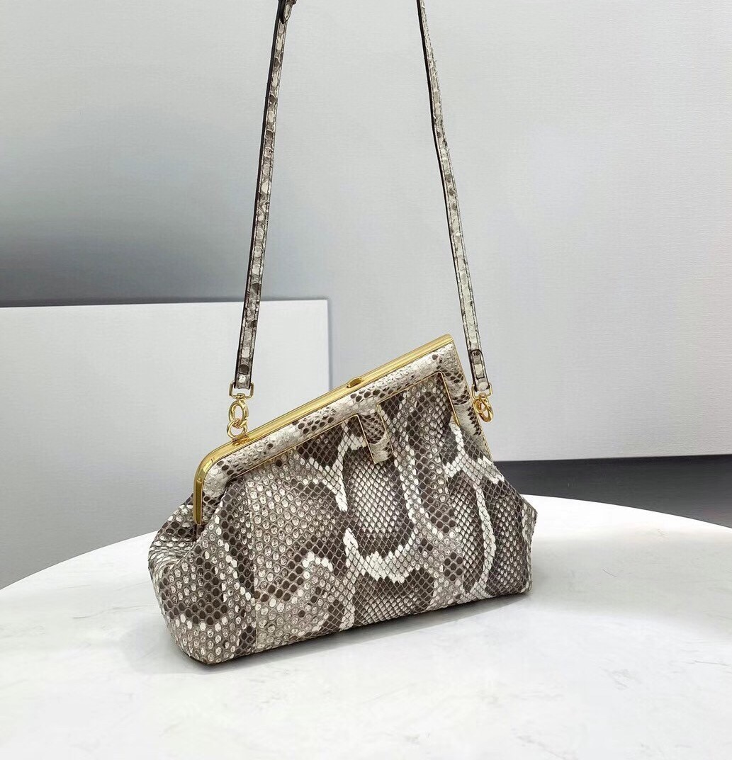 Fendi Small First Bag In Natural Python Leather 359