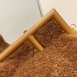 Fendi Small First Bag In Brown Wool Sheepskin  395