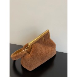 Fendi Medium First Bag In Brown Wool Sheepskin 192