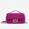 Fendi Midi Baguette Chain Bag In Fuchsia FF Fabric 652