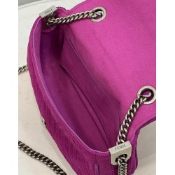 Fendi Midi Baguette Chain Bag In Fuchsia FF Fabric 652