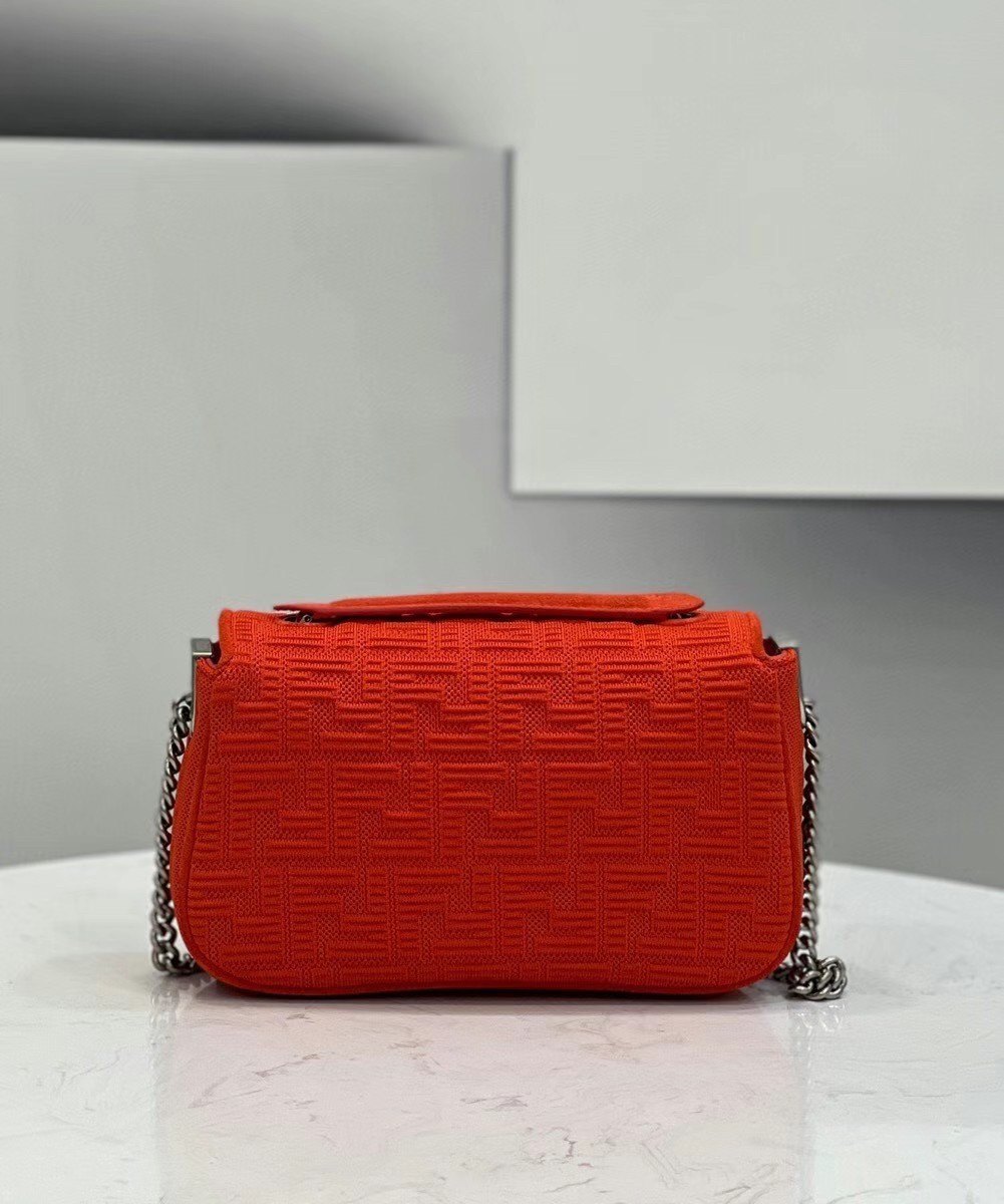 Fendi Midi Baguette Chain Bag In Piment FF Fabric 123