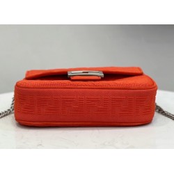 Fendi Midi Baguette Chain Bag In Piment FF Fabric 123