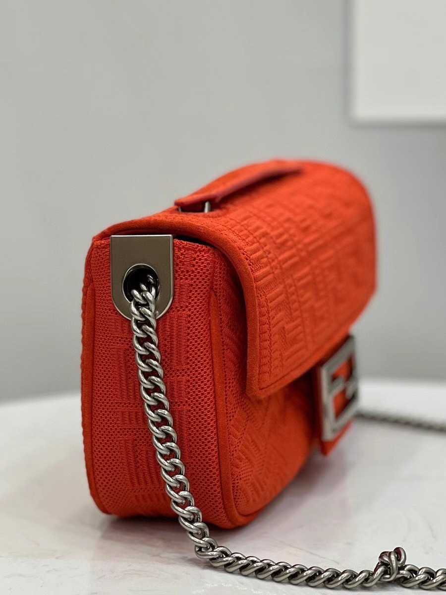 Fendi Midi Baguette Chain Bag In Piment FF Fabric 123