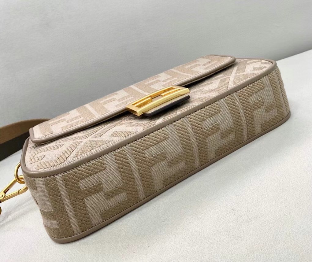 Fendi Medium Baguette Bag In Grey FF Canvas 183