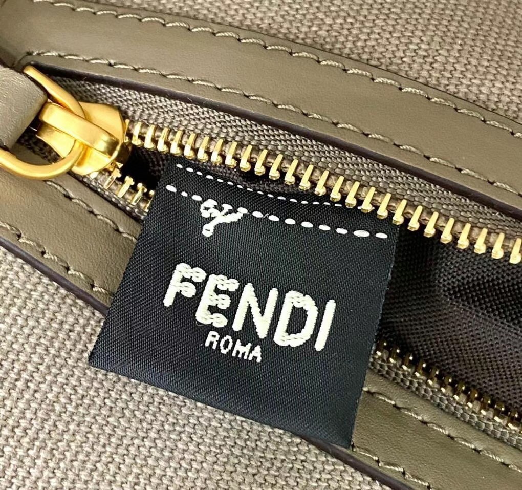 Fendi Medium Baguette Bag In Grey FF Canvas 183