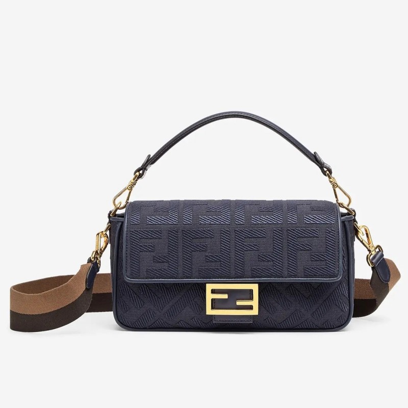 Fendi Medium Baguette Bag In Blue FF Canvas 221