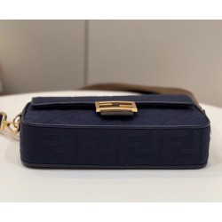 Fendi Medium Baguette Bag In Blue FF Canvas 221