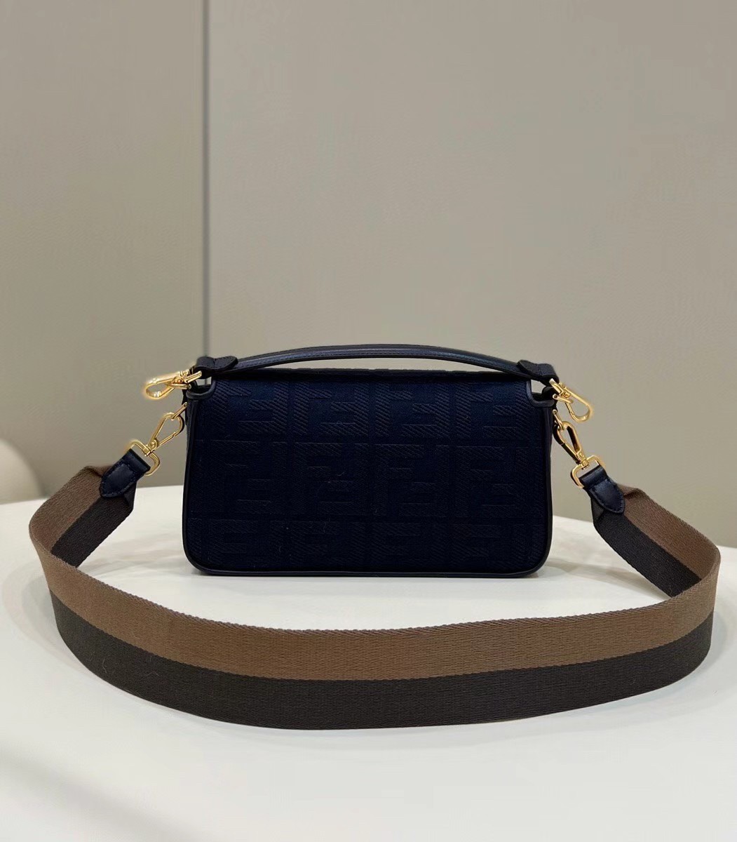 Fendi Medium Baguette Bag In Blue FF Canvas 221