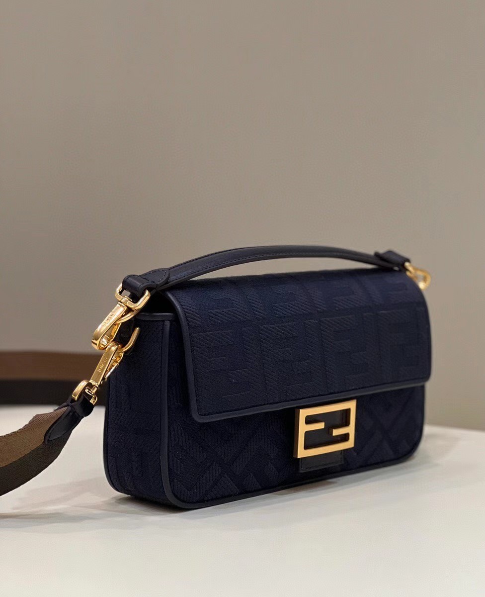 Fendi Medium Baguette Bag In Blue FF Canvas 221