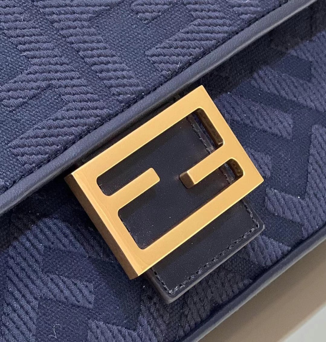 Fendi Medium Baguette Bag In Blue FF Canvas 221