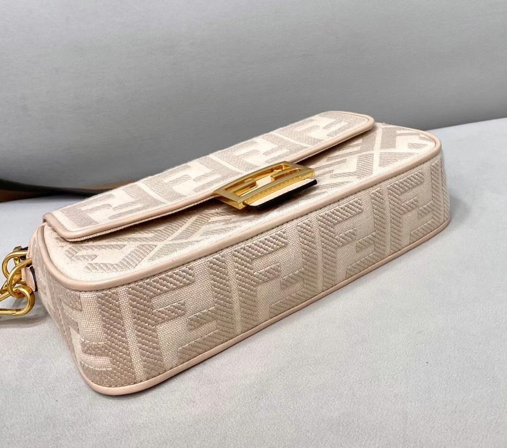 Fendi Medium Baguette Bag In Pink FF Canvas 259