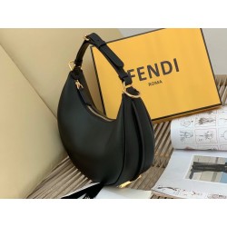 Fendi Fendigraphy Small Hobo Bag In Black Leather 465