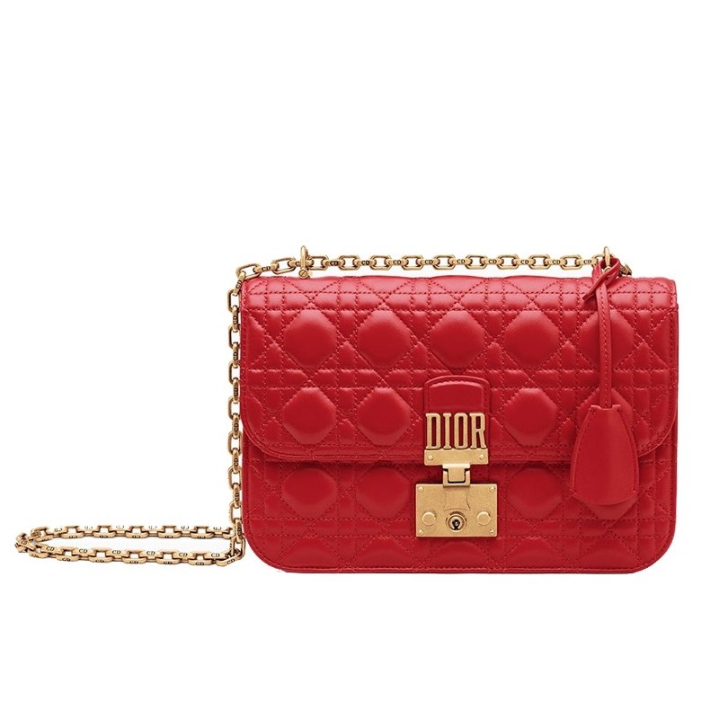 Dior Dioraddict Flap Bag In Red Lambskin 346