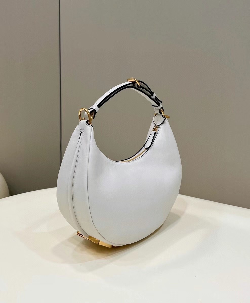 Fendi Fendigraphy Small Hobo Bag In White Leather 555