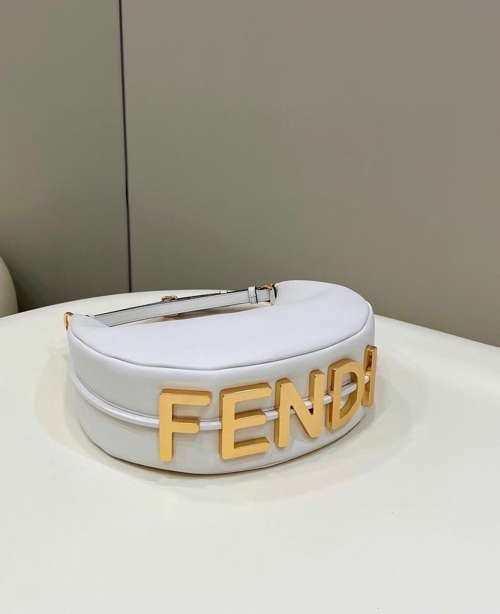 Fendi Fendigraphy Small Hobo Bag In White Leather 555