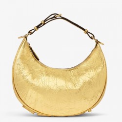 Fendi Fendigraphy Small Hobo Bag In Gold Laminated Leather 579