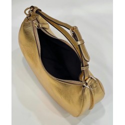 Fendi Fendigraphy Small Hobo Bag In Gold Laminated Leather 579