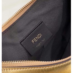 Fendi Fendigraphy Small Hobo Bag In Gold Laminated Leather 579