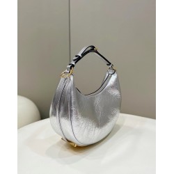 Fendi Fendigraphy Small Hobo Bag In Silver Laminated Leather 620