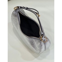 Fendi Fendigraphy Small Hobo Bag In Silver Laminated Leather 620