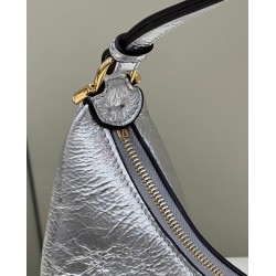 Fendi Fendigraphy Small Hobo Bag In Silver Laminated Leather 620