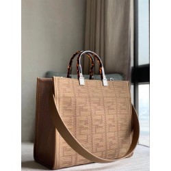 Fendi Sunshine Medium Shopper Bag In Beige FF Fabric 657