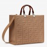 Fendi Sunshine Medium Shopper Bag In Beige FF Fabric 657