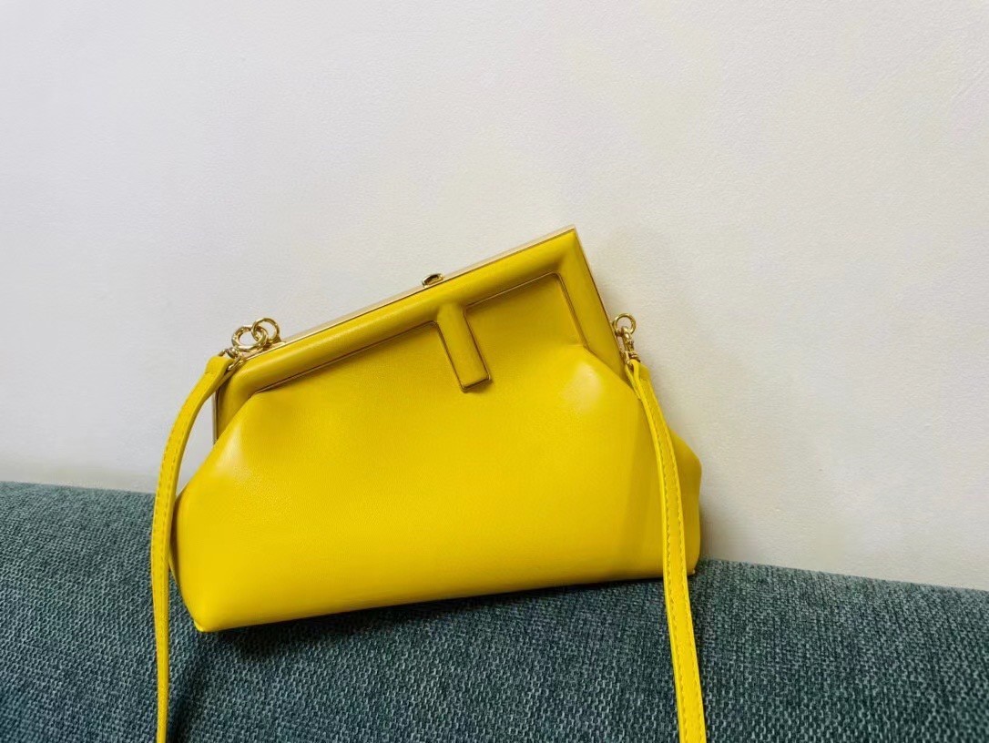 Fendi Small First Bag In Yellow Nappa Leather 828