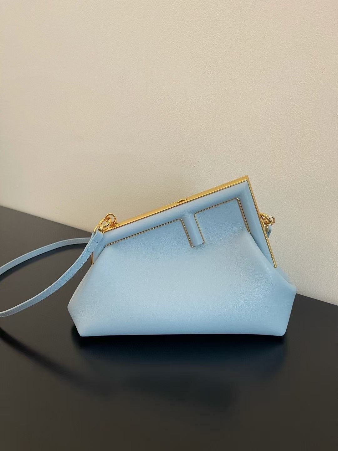 Fendi Medium First Bag In Light Blue Nappa Leather 864