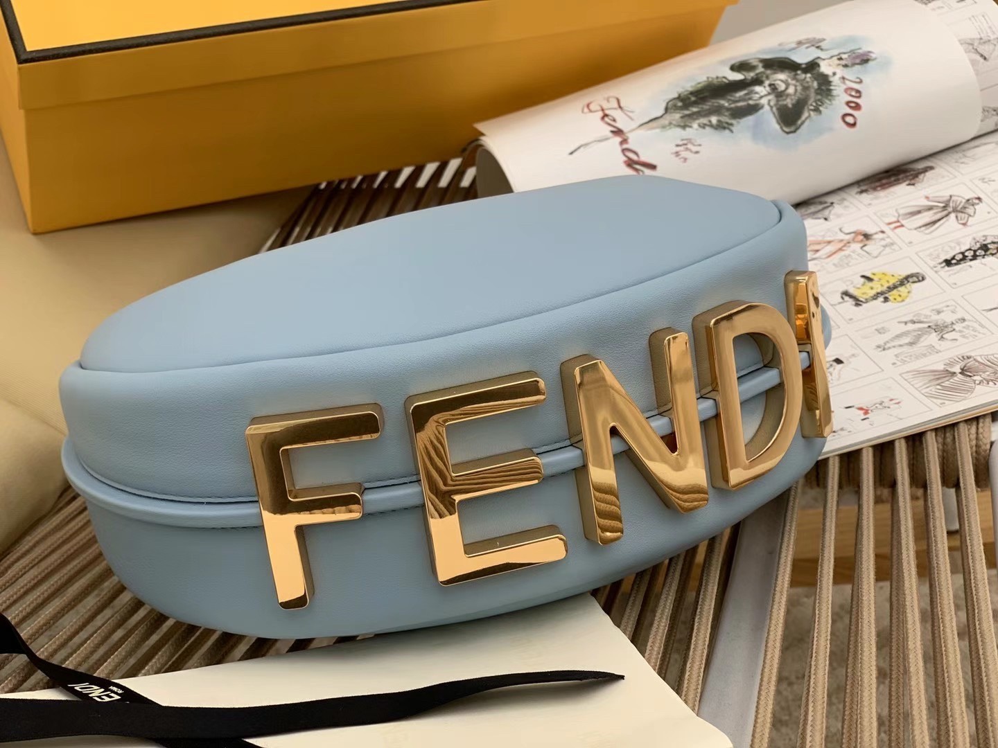 Fendi Fendigraphy Small Hobo Bag In Light Blue Leather 890