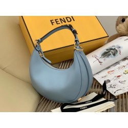 Fendi Fendigraphy Small Hobo Bag In Light Blue Leather 890